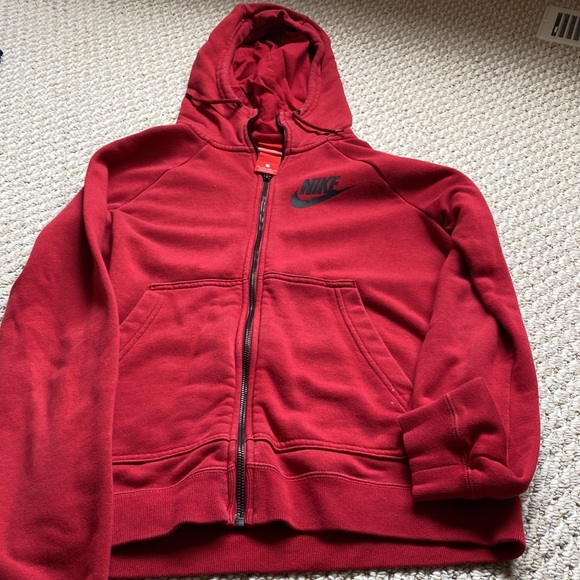 Womens Nike sz Xs red hoodie w logo on front zip up - Picture 2 of 5